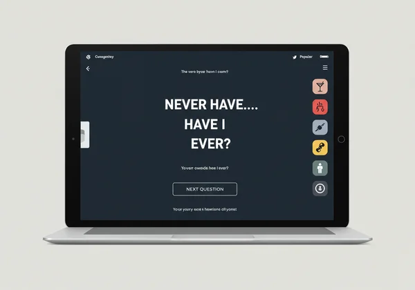 Screenshot of an online Never Have I Ever game interface.