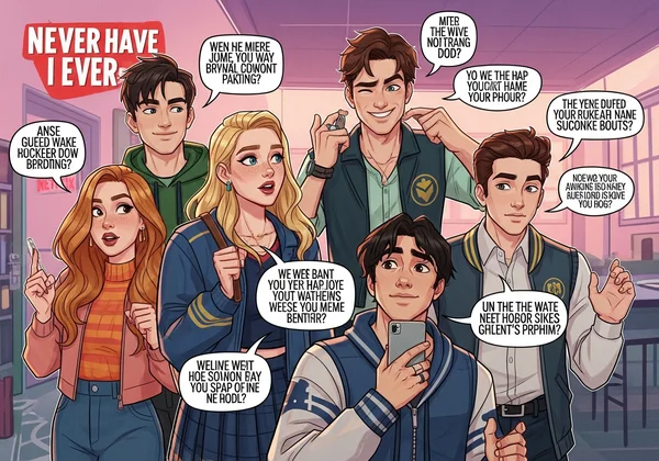 Charaktere der Netflix-Serie beim Spielen von Never Have I Ever