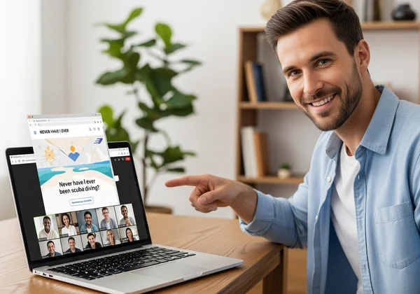 Host sharing Never Have I Ever questions on Zoom