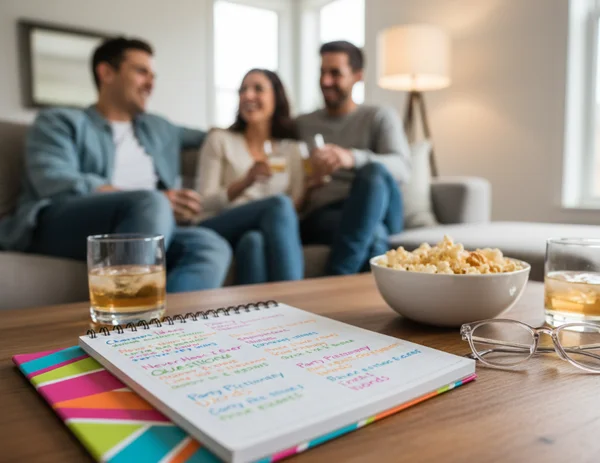 Party notes beside simple game prompts